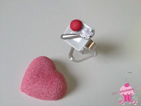 Bague assiette mancaron et cuillère de chantilly