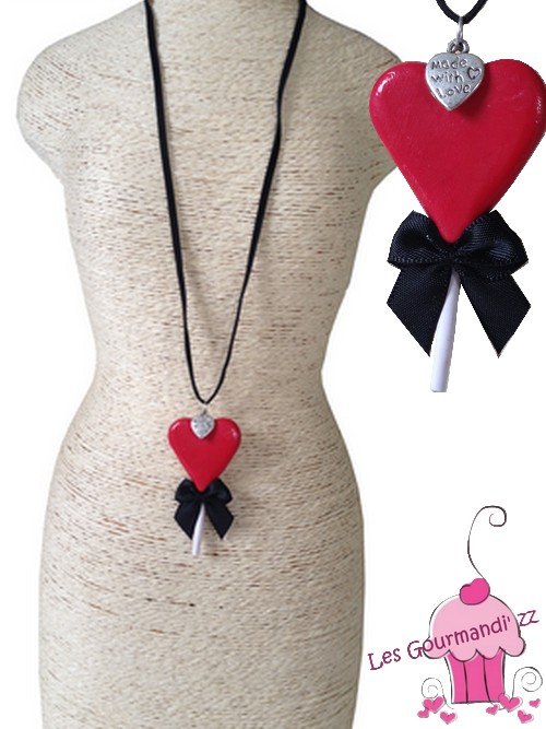 Collier sucette coeur