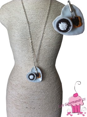 Collier assiette coeur tartine et chocolat